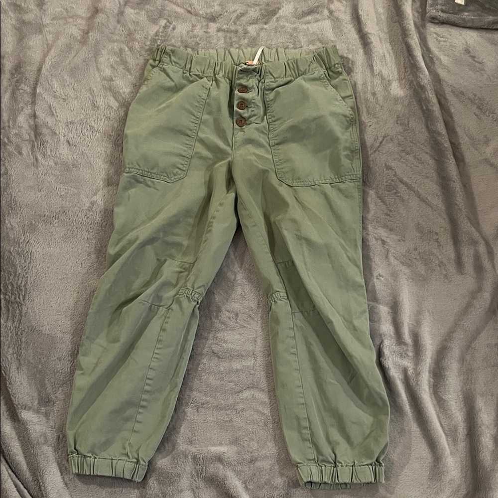 Free People Olive Green Elastic Waist Joggers